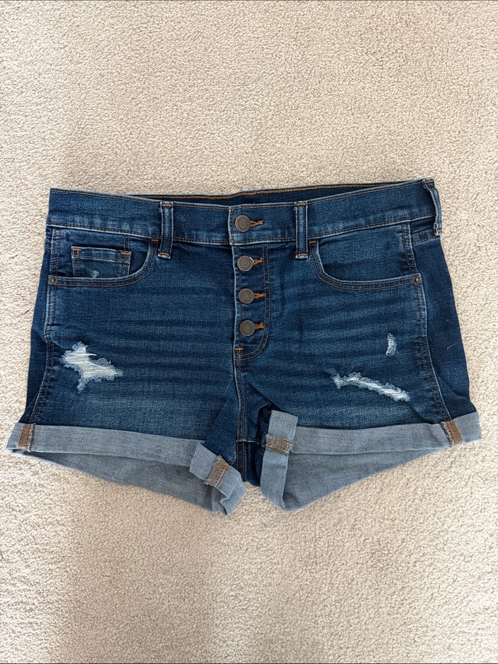 Old Navy Dark Blue Distressed Denim Jean Shorts